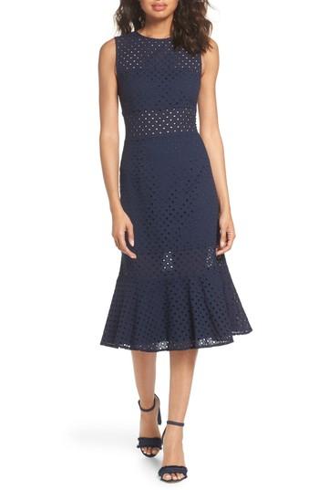 Women's Nsr Taylor Eyelet Midi Dress - Blue