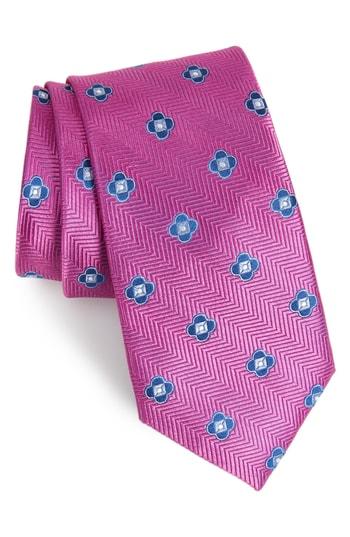 Men's Nordstrom Men's Shop Peter Neat Silk Tie, Size - Pink