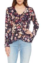 Women's Parker Nova Floral Silk Blend Blouse, Size - Blue