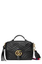 Gucci Small Gg Marmont 2.0 Matelasse Leather Camera Bag With Webbed Strap - Black