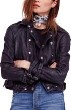 Women's Free People Avis Leather Jacket - Black
