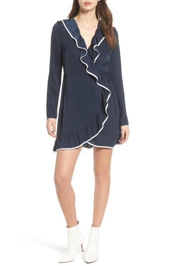 Women's The Fifth Label Juliette Ruffle Trim Wrap Dress, Size - Blue