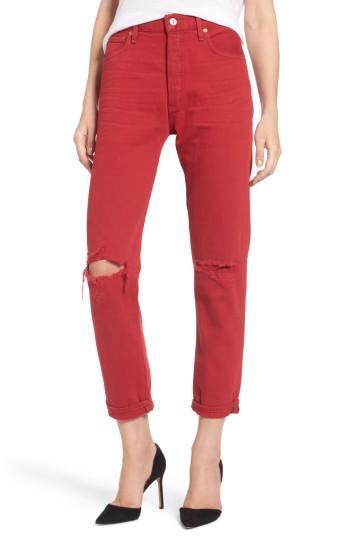 Women's Citizens Of Humanity Liya High Waist Slim Boyfriend Jeans - Red