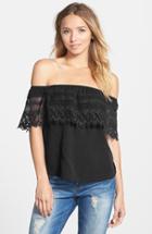 Women's Socialite Crochet Off The Shoulder Top - Black