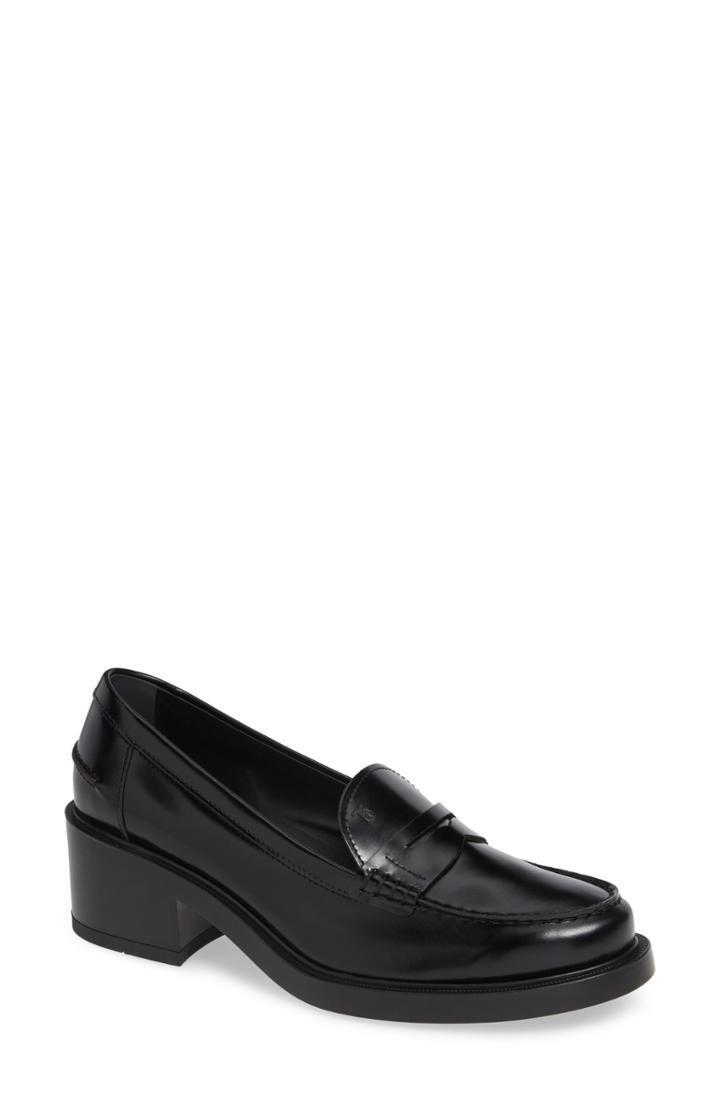 Women's Tod's Block Heel Loafer .5us / 37.5eu - Black