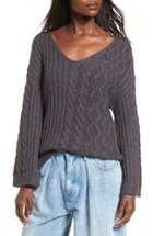 Women's Bp. Mix Stitch Cotton Blend Sweater, Size - Grey