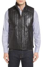 Men's Missani Le Collezioni Puffy Leather & Wool Blend Reversible Vest - Black