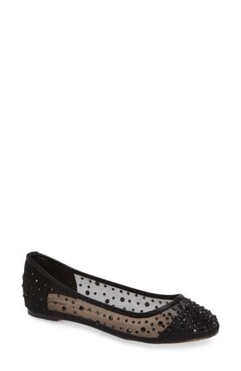 Women's Lauren Lorraine Crystal Embellished Ballet Flat M - Black