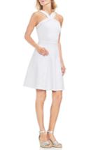 Women's Vince Camuto Crisscross Fit & Flare Sweater Dress, Size - White