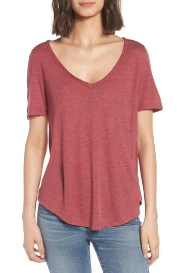 Women's Bp. Raw Edge V-neck Tee - Red