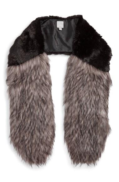 Women's Halogen Faux Fur Stole, Size - Black