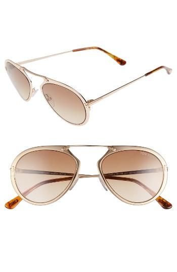 Men's Tom Ford Dashel 58mm Aviator Sunglasses - Rose Gold/ Gradient Brown