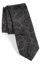 Men's Calibrate Paisley Silk Skinny Tie, Size - Black