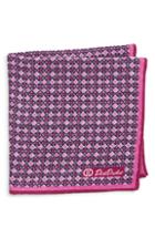 Men's David Donahue Geometric Wool & Silk Pocket Square, Size - Pink