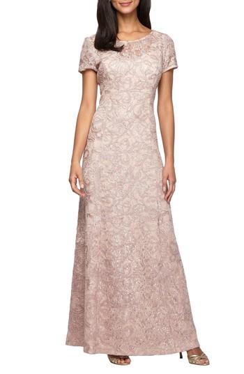 Petite Women's Alex Evenings Lace A-line Gown P - Pink