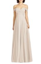 Women's Dessy Collection Lux Off The Shoulder Chiffon Gown (similar To 14w) - Beige