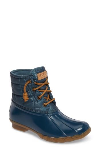 Women's Sperry 'saltwater' Waterproof Rain Boot M - Blue/green
