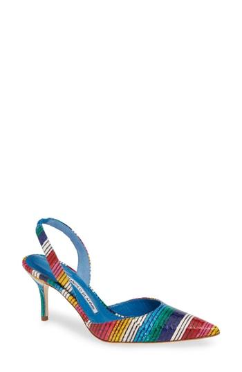 Women's Manolo Blahnik Carolyn Snakeskin Slingback Pump