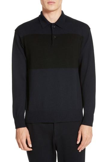 Men's Tomorrowland Colorblock Long Sleeve Wool Polo