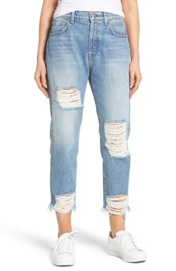 Women's 7 For All Mankind Josefina Destroyed Boyfriend Jeans - Blue
