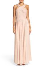 Women's Watters 'micah' Crisscross Neck A-line Chiffon Gown - Brown
