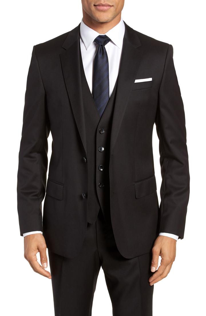 Men's Boss Hayes Cyl Trim Fit Solid Wool Sport Coat R - Black