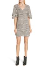 Women's See By Chloe Stripe Ruffle Sleeve Shift Dress - White