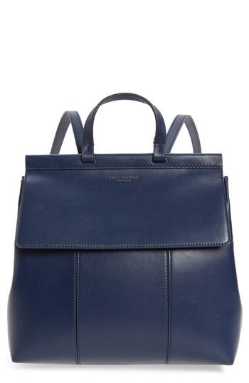 Tory Burch Block T Leather Backpack - Blue
