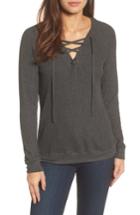 Women's Velvet By Graham & Spencer Thermal Knit Lace-up Top - Grey