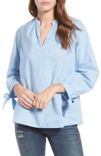 Women's Madewell Pinstripe Tie Sleeve Blouse