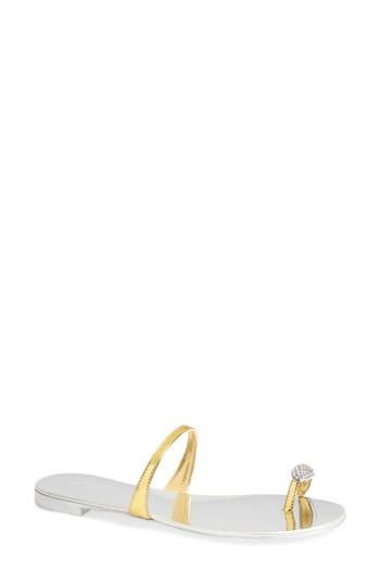 Women's Giuseppe Zanotti Nuvorock Crystal Embellished Toe Loop Sandal M - Metallic