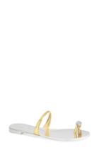 Women's Giuseppe Zanotti Nuvorock Crystal Embellished Toe Loop Sandal M - Metallic
