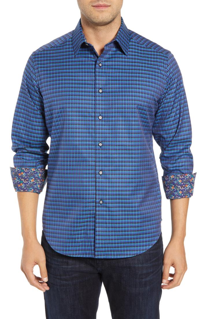 Men's Robert Graham Grayson Classic Fit Sport Shirt - Blue