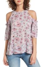 Women's Bp. Print Cold Shoulder Top, Size - Grey