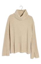Women's Madewell Cashmere Slit Sleeve Turtleneck Sweater - Beige