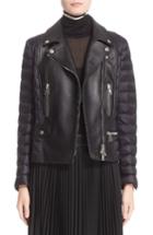 Women's Moncler Souci Leather & Down Moto Jacket