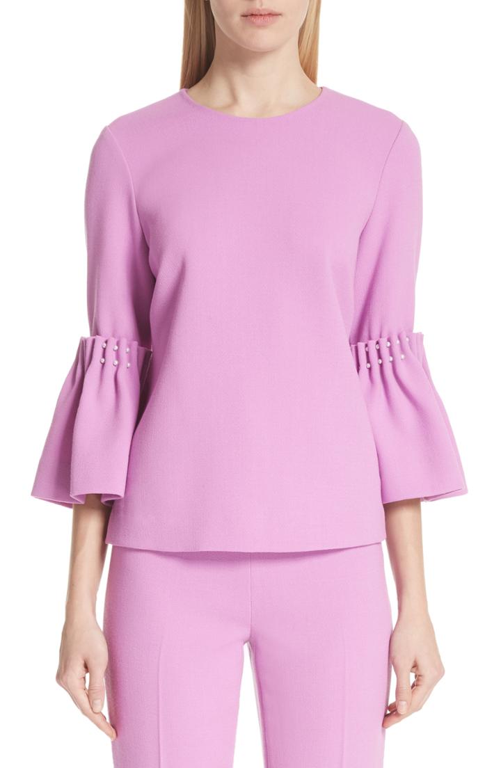 Women's Lela Rose Beaded Flare Cuff Blouse