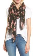 Women's Sole Society Floral Print Scarf, Size - Black