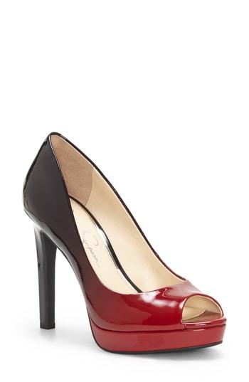 Women's Jessica Simpson Dalyn Peep Toe Pump .5 M - Red