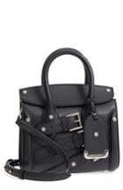 Alexander Mcqueen Heroine 21 Buckle Front Calfskin Leather Satchel - Black