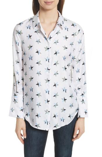 Women's Equipment Rossi Button Detail Star Print Silk Shirt - White