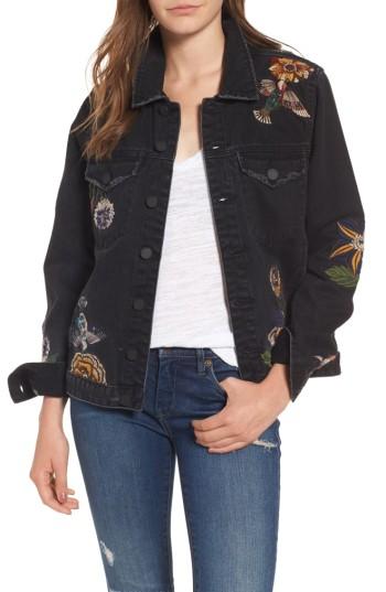 Women's Blanknyc Embroidered Denim Jacket - Black