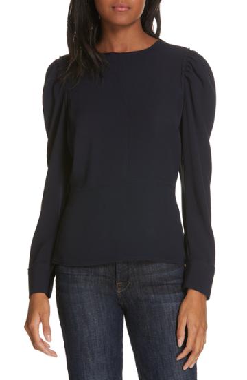 Women's Lewit Gathered Sleeve Crepe Top - Blue