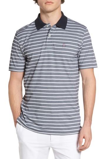 Men's Psycho Bunny Golf Striped Polo - Blue