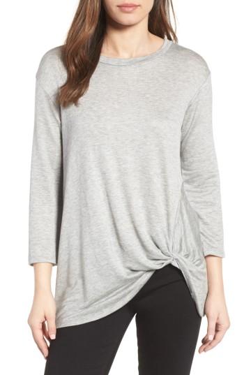 Women's Bobeau Lightweight Twist Hem Top - Grey