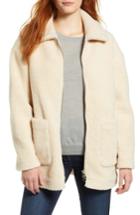 Women's Halogen Zip Front Teddy Coat, Size - Ivory