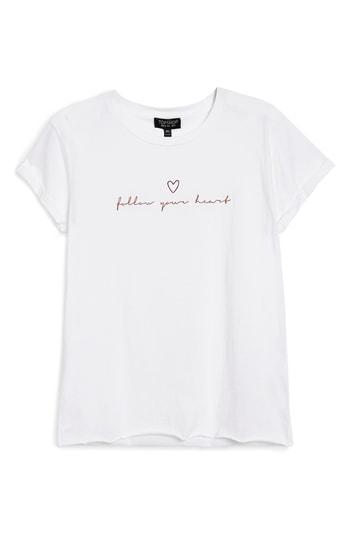 Women's Topshop Follow Your Heart Tee Us (fits Like 0) - White