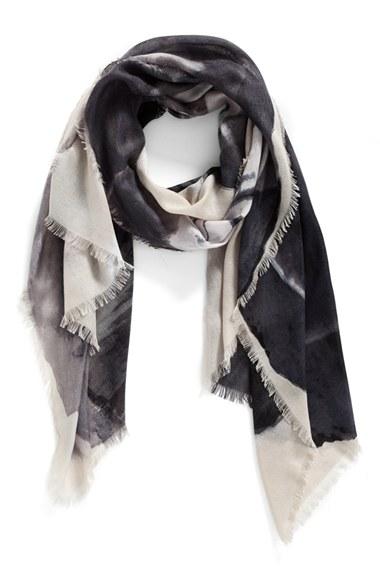Women's Nordstrom Solar Floral Cashmere & Silk Scarf, Size - Grey