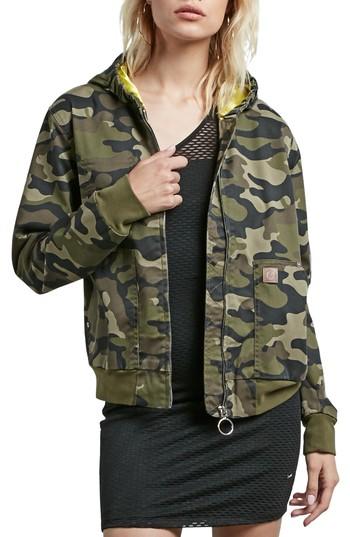Women's Volcom Frochickie Bomber Jacket - Green