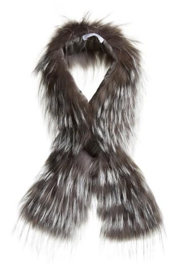 Women's Fabiana Filippi Embellished Genuine Fox Fur Collar, Size - Grey